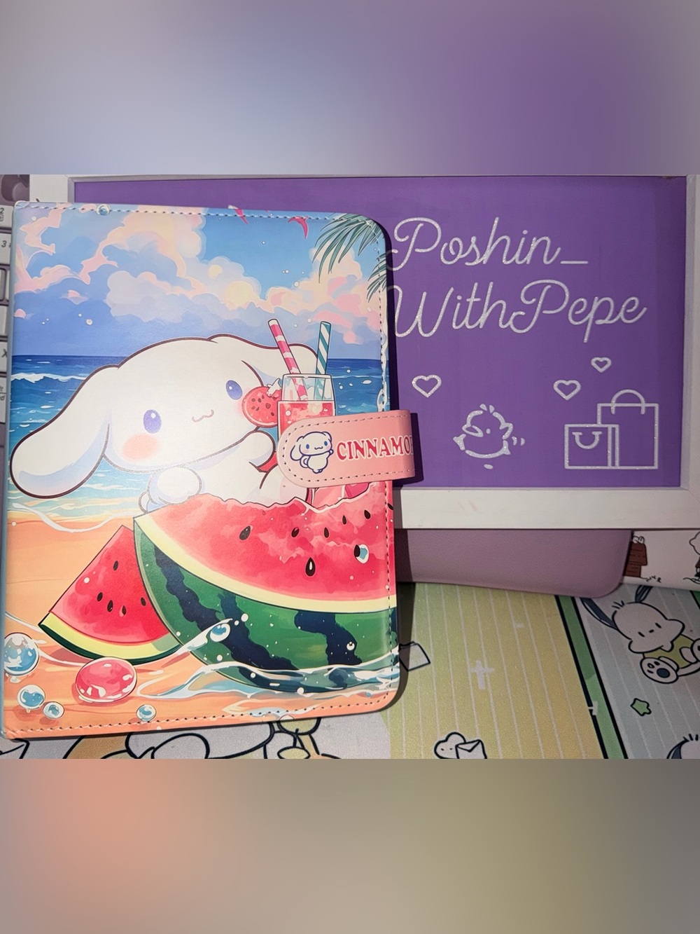 🍉NWOT Cinnamoroll Watermelon A5 Binder 6 Ringer with paper sheet set